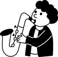 Hand drawn illustration of a saxophonist character vector