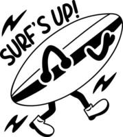 A glyph style sticker of surfing board vector