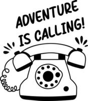 A glyph sticker of a retro phone depicting adventure calling vector