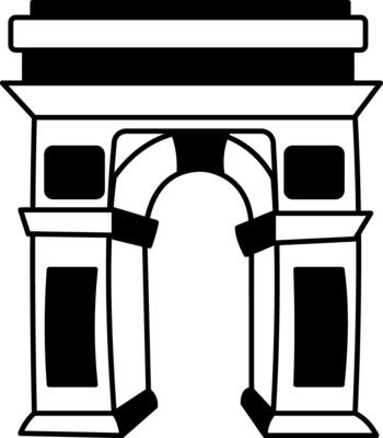 Washington square landmark illustration in hand drawn style