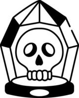 Doodle style icon depicting a crystal skull artefact vector