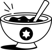 Magic bowl with spoon icon in hand drawn style vector