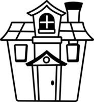 A hand drawn icon depicting a haunted house vector