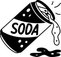 A hand drawn illustration of a spilling soda can vector