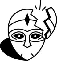 A hand drawn icon showing a broken phantom mask vector