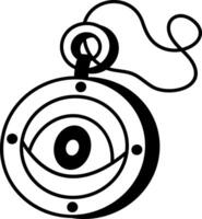 Magic medallion with a eye symbol, doodle style icon vector