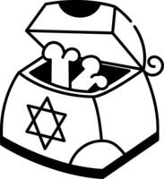 A hand drawn style icon of magic bones container vector