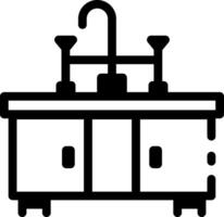 A linear style icon of a lab sink with cabinet vector