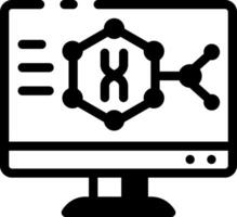 A linear style icon of a system showing molecular analysis vector