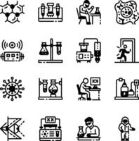 Set of Lab Research Linear Style Icons vector