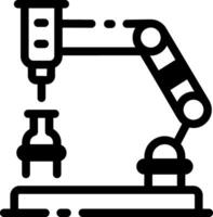 A linear style icon of a robotic lab depicting automated lab vector