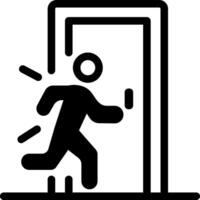 Line style icon of a character running from an emergency exit door vector