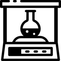 Measuring chemical on a lab scale, line style icon vector