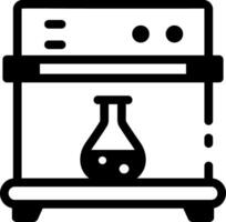 A flask container in a lab oven, line style icon vector