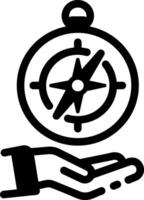 A linear style icon of directional compass vector