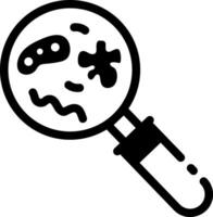 A line style icon of a magnifying glass depicting microbiology vector