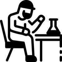 A chemist researching in lab, linear style icon vector