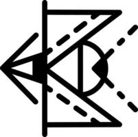 A line style icon depicting a light reflection experiment vector