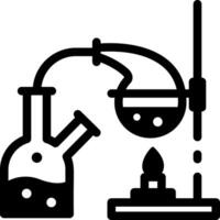 A line style icon of a lab burner heating a chemical flask vector
