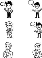 line art design set of official getup cartoon expression on white background vector