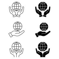 Hands holding the globe vector