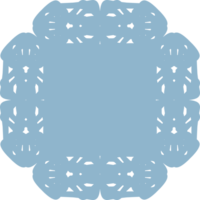 Light blue ornate square design. Symmetrical pattern. Intricate details. Decorative art. Central empty space. Suitable for logos, icons, symbols, frames, borders, backgrounds, patterns, templates. png