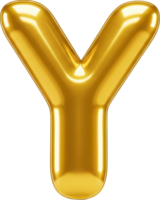 Golden balloon letter Y. Festive, shiny, and celebratory design element for party decorations and typography projects. png