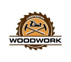 Carpentry workshop and woodwork service icon vector