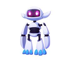 Cartoon futuristic robot and droid with glow eyes vector