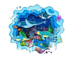 Underwater dinosaur and reptile characters vector