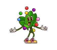 Groovy spinach vegetable character on party vector