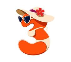 Summer font or sea beach type, number 3 in bikini vector