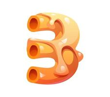 Fast food pasta alphabet font digit 3 three vector