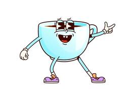 Coffee cup beverage groovy comical character vector