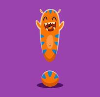 Halloween font exclamation mark monster character vector