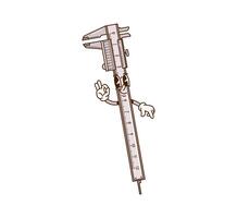 Groovy calipers ruler cartoon character, DIY tool vector