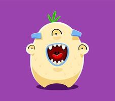 Halloween font digit 0 zero monster character vector