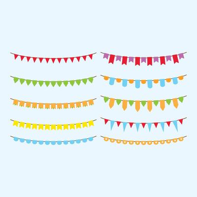 Festive Hanging Flag Design Cartoon Icon Illustration