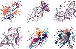 Aesthetic and Modern Abstract Artistic Ink Background Collection vector