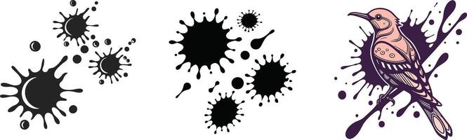 Abstract Art Creative Ink Splatter Bundle with Paw Print Designs vector