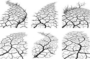 High Resolution Bundle of Cracked Earth and Thunderbolt Veins vector