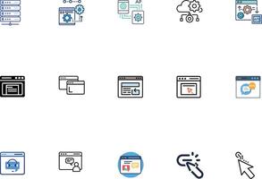 Web and Security Icon Pack Modern Collection vector
