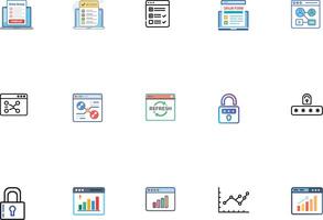 a set of icons that include a computer, a padlock, and a phone vector