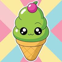 Cute cup ice cream cartoon illustration vector