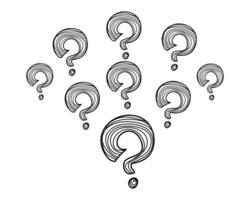 Set of hand drawn question marks. doodle questions marks. vector