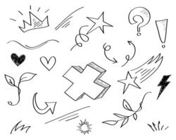 hand drawn set of abstract doodle elements. use for concept design. isolated on white background. vector