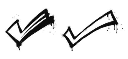 Check sign on set. Spray painted graffiti check mark in black over white. isolated on white background. vector