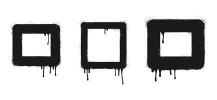 Spray painted graffiti frames for text box in black over white. stencils border. isolated on white background. vector