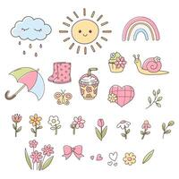 Spring Elements Hand Drawn Doodle Design vector