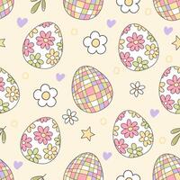Easter Day Seamless Pattern with Groovy Easter Egg Seamless Pattern Fabric vector